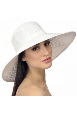 Белая широкополая шляпа с каркасом - 100.02