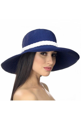 Синяя летняя шляпа с белой лентой - 107-05