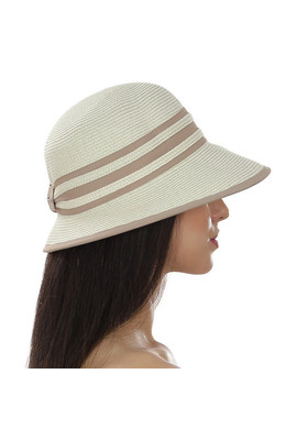 Шляпа с укороченным сзади полем бежево-коричневая - 140-09.30