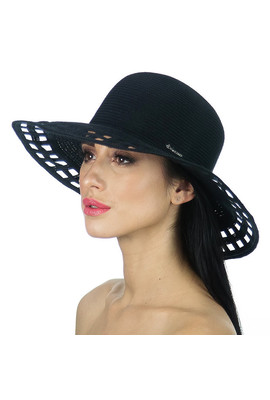 Черная широкополая женская шляпа - 005-01