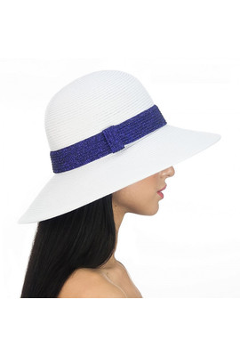 Красивая летняя шляпа с люрексовой синей лентой - 155-02.05