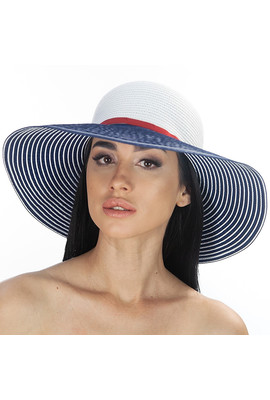 Красивая пляжная шляпа Del Mare - 178-02.05 белый+синий