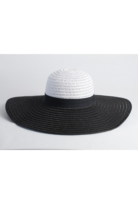 Широкополая шляпа от солнца - 010-02.01 белый+чёрный