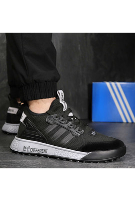 Люксовые текстильные легкие кроссовки Adidas - 9629 черный