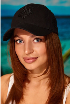 Женская спортивная хлопковая кепка с лого «Wolf-M» - 1300 черный