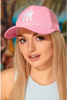 Женская классическая коттоновая кепка, сзади сетка «mY Style» - 1303 розовый