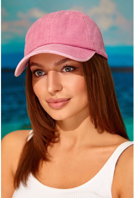 Стандартная коттоновая женская кепка без рисунка и лого «Denim» - 1314 розовый