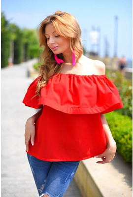 Красная женская блуза 8037
