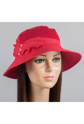 Красная льняная шляпа Моника 2-413