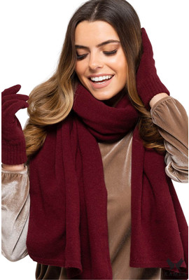 Красивый шерстяной шарф бордового цвета 20.857.15