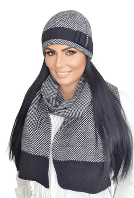 Зимний женский комплект Kamea Мэган, шапка и шарф (Megan) 21.054.08 чёрный