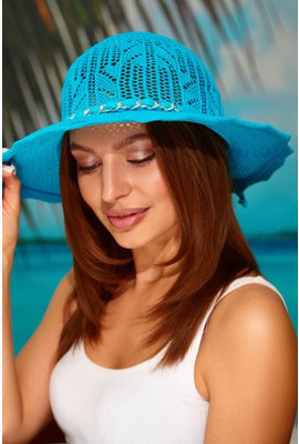 Легкая женская коттоновая летняя шляпа Мариса 4925 бирюзовая