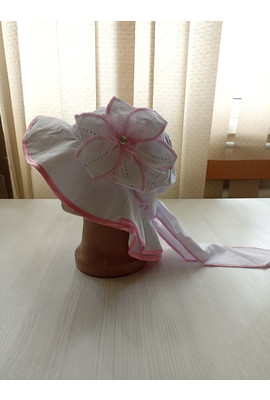 Шляпка на девочку Виола бело-розовая, размер 50-54