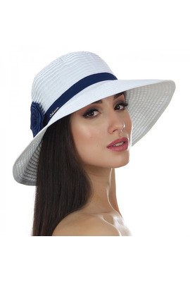 Белая шляпа с синим цветком - 001-02.05