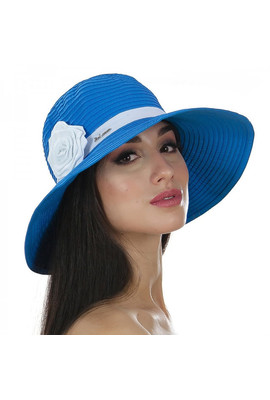 Голубая шляпа с белым цветком - 001-04