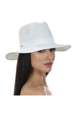 Шляпа с вогнутой тульей белого цвета - 125-02