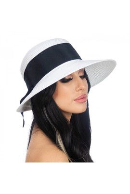 Женская двухцветная шляпа - 170-02.01 белый+чёрный