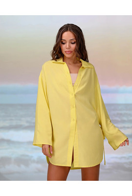 Популярная короткая пляжная туника-рубашка - 210-082 желтый, р. 46-48