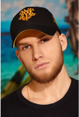 Стильная мужская кепка «Wolf-M» с логотипом - 1300 черный+золотой