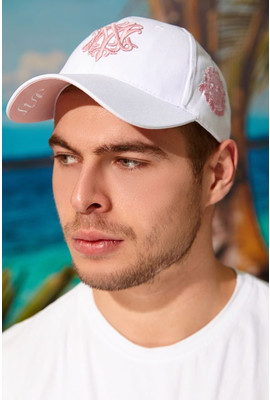Стильная мужская кепка «Wolf-M» с логотипом - 1300 белый+розовый
