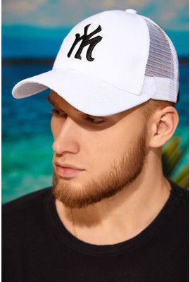 Мужская кепка сзади сеточка «mY Style» - 1303 белый=черный