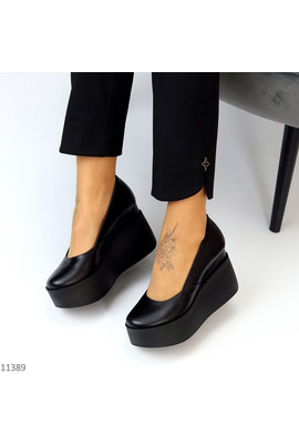 Черные женские туфли натуральная кожа 11389 sh
