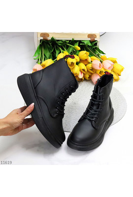 Черные женские демисезонные ботинки на флисе Kang 11619