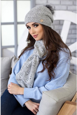 Комплект Мэрис шапка + шарф светло-серый 4450-10