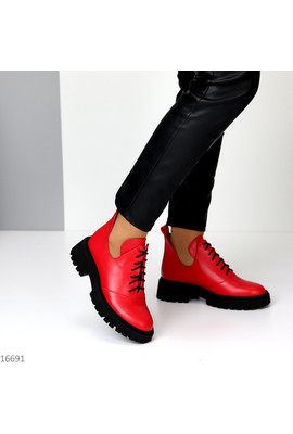 Шкіряні туфлі на шнурках Lagoon червоні 16691 sh