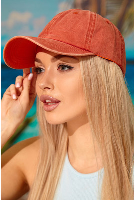 Коттоновая женская кепка без рисунка и лого Denim 1314 оранжевый