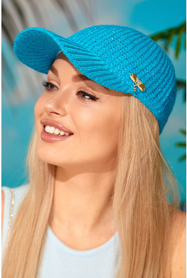 Бирюзовая вязанная бейсболка Lurex 4952