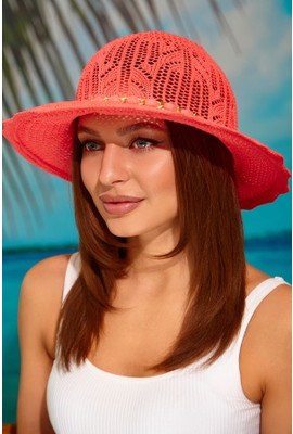 Легкая женская коттоновая летняя шляпа Мариса 4925 коралловая
