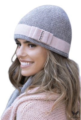 Зимний женский комплект Kamea Мэган, шапка и шарф (Megan) 21.054.09 пудра