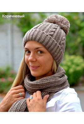 Женская зимняя шапка и шарф 