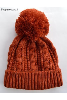 Женская зимняя шапка, шарф и митенки Венера-флис 075 терракотовый