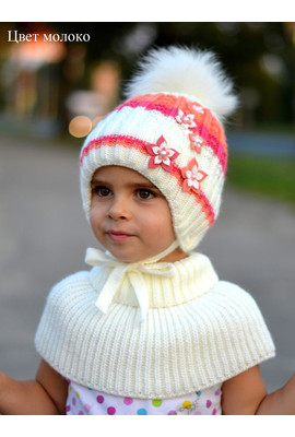 Зимняя шапка на девочку Букет 125 молоко